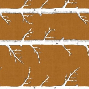 Birch Trees on Rust Linen, Rotated // large