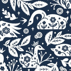 Navy Folk Swan | LARGE