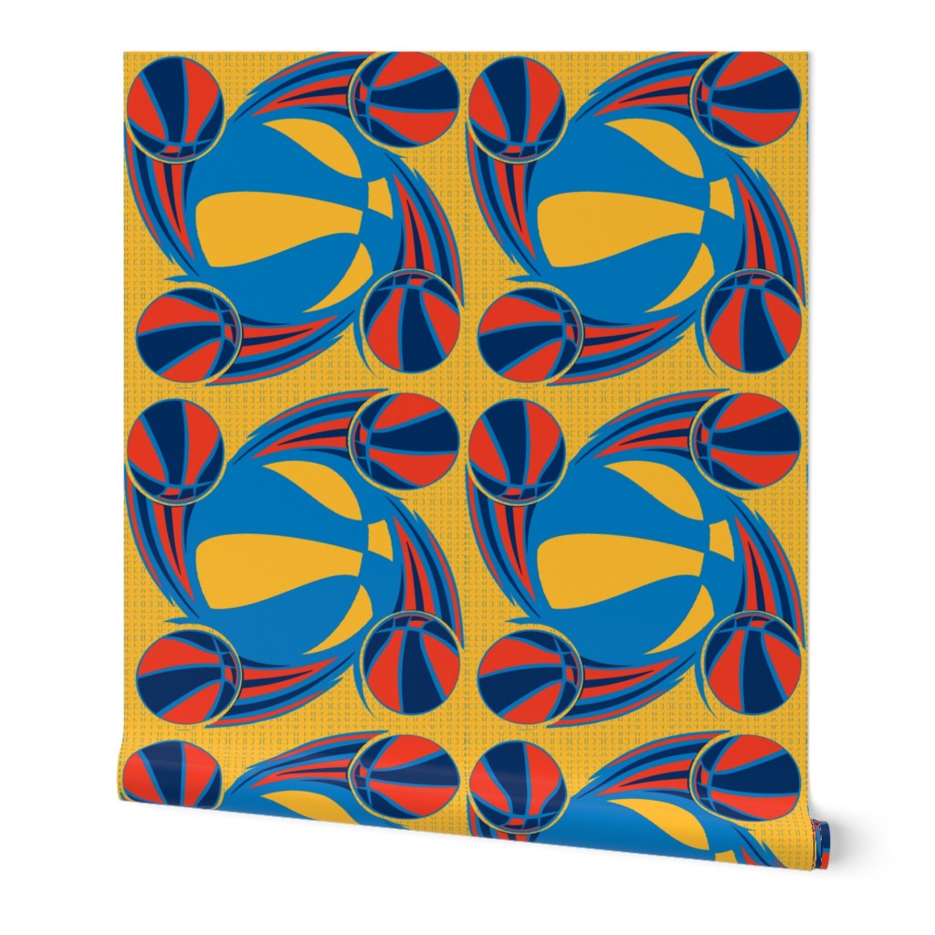 Basketball Swirl in Yellow Red and Blue