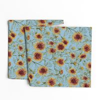 Blazing Sunflower Meadow (sage-dusty blue) 18”