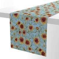 Blazing Sunflower Meadow (sage-dusty blue) 18”