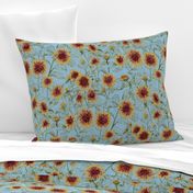 Blazing Sunflower Meadow (sage-dusty blue) 18”