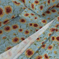 Blazing Sunflower Meadow (sage-dusty blue) 18”