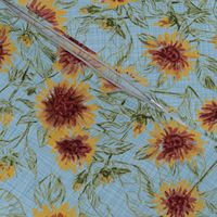 Blazing Sunflower Meadow (sage-dusty blue) 18”
