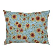 Blazing Sunflower Meadow (sage-dusty blue) 18”