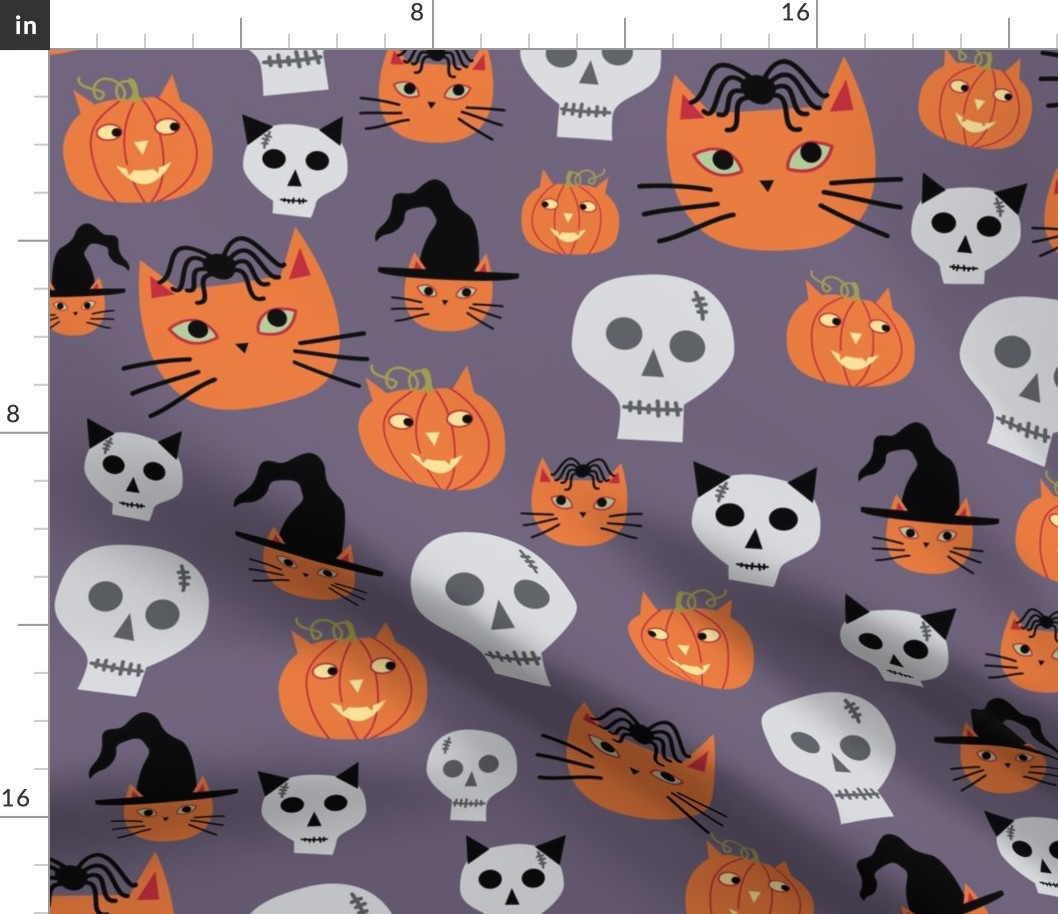 Halloween Cats and Skulls