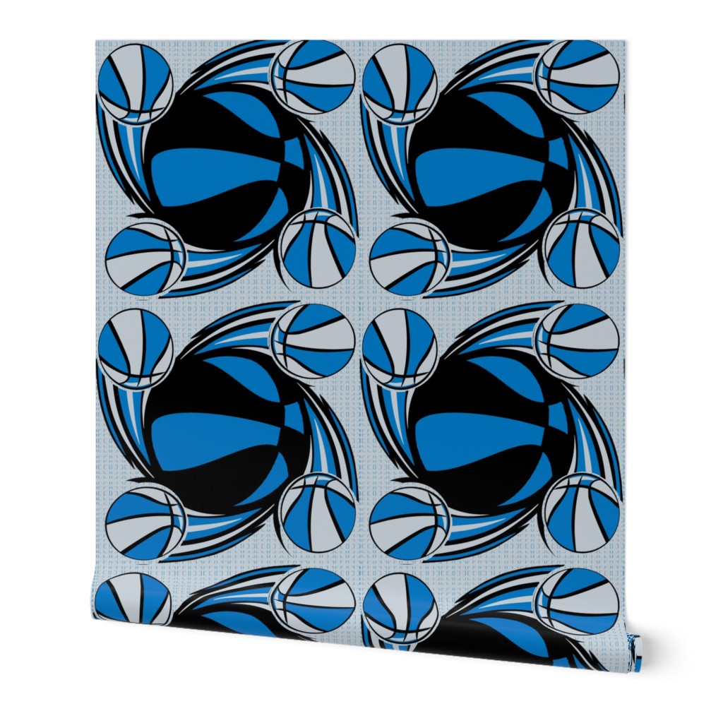 Basketball Swirl in Blue Silver and Black