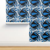 Basketball Swirl in Blue Silver and Black