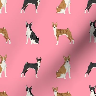 basenji dog fabric - black basenji dog, brindle basenji, basenji fabric, dog fabric, dogs fabric, cute dog, pet - pink