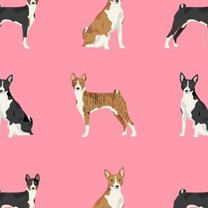 basenji dog fabric - black basenji dog, brindle basenji, basenji fabric, dog fabric, dogs fabric, cute dog, pet - pink