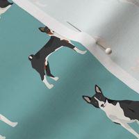 basenji dog fabric - black basenji dog, brindle basenji, basenji fabric, dog fabric, dogs fabric, cute dog, pet - blue