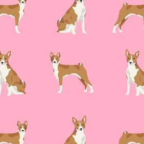 basenji dog fabric - basenji dog, basenji fabric, dog fabric, dogs fabric, cute dog, pet - pink