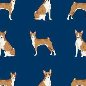 basenji dog fabric - basenji dog, basenji fabric, dog fabric, dogs fabric, cute dog, pet - navy