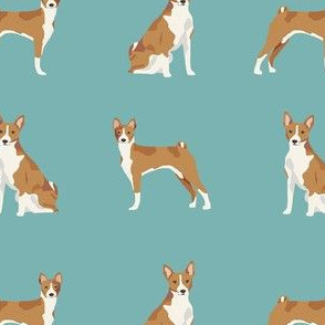 basenji dog fabric - basenji dog, basenji fabric, dog fabric, dogs fabric, cute dog, pet - blue