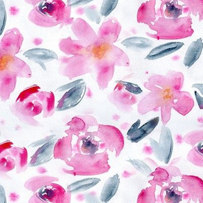 Secret garden • watercolor pink flowers