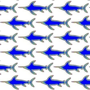 Fish Fabric 6 Simple Billfish by Combatfish fish Marlin Tuna Blue White  Nautical Ocean Fishing Cotton Fabric by the Yard With Spoonflower 