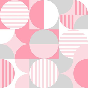 modern geometric Bauhaus, baby pink, gray, white