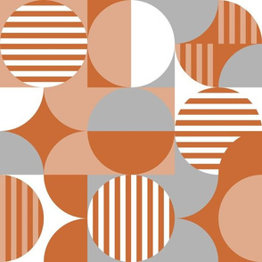 modern geometric Bauhaus, pumpkin, gray, white