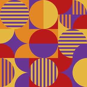 modern geometric Bauhaus, purple red orange yellow