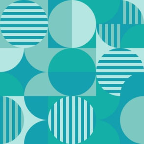 modern geometric Bauhaus, sea foam, turquoise, blue
