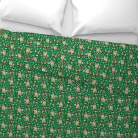 border terrier christmas fabric - dog fabric, christmas fabric, christmas dog fabric, border terrier fabric - green