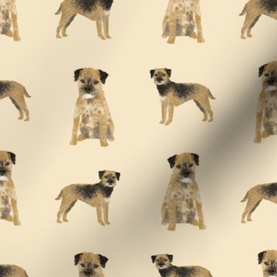 border terrier dog fabric - dog fabric, border terrier fabric, holiday dog fabric, christmas dog fabric -cream