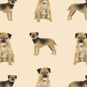 border terrier dog fabric - dog fabric, border terrier fabric, holiday dog fabric, christmas dog fabric -cream
