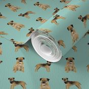 border terrier dog fabric - dog fabric, border terrier fabric, holiday dog fabric, christmas dog fabric - blue