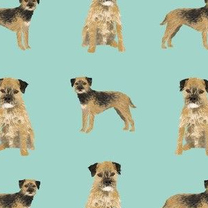 border terrier dog fabric - dog fabric, border terrier fabric, holiday dog fabric, christmas dog fabric - blue