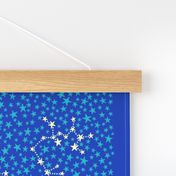 Zodiac constellations stars FQ tea towel in blue by Pippa Shaw