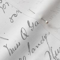 19-15 Gray grey Handwriting White Quilt Low Volume