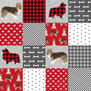 sheltie grey cheater fabric - cheater fabric, patchwork fabric, quilt fabric - red