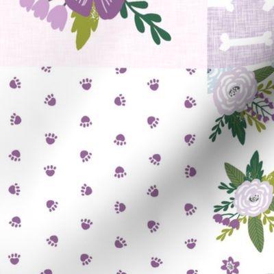 sheltie grey cheater fabric - cheater fabric, patchwork fabric, quilt fabric - purple floral