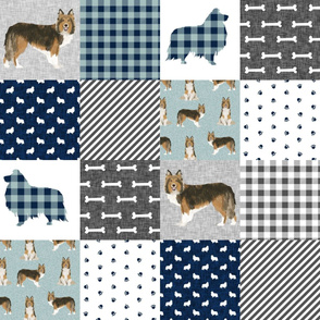 sheltie grey cheater fabric - cheater fabric, patchwork fabric, quilt fabric - navy