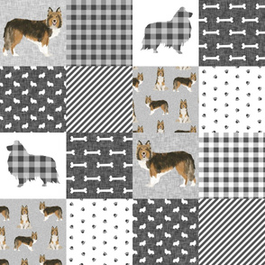 sheltie grey cheater fabric - cheater fabric, patchwork fabric, quilt fabric - grey