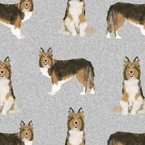 sheltie dog fabric - shetland sheepdog fabric, dog fabric, dog breed fabric - grey
