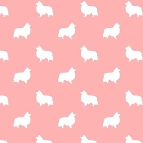 sheltie silhouette fabric - shetland sheepdog fabric, dog fabric, dog silhouette fabric  - salmon