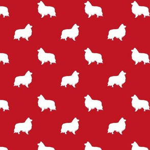 sheltie silhouette fabric - shetland sheepdog fabric, dog fabric, dog silhouette fabric  - red