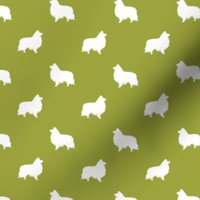 sheltie silhouette fabric - shetland sheepdog fabric, dog fabric, dog silhouette fabric  - lime