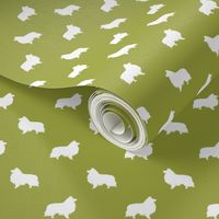 sheltie silhouette fabric - shetland sheepdog fabric, dog fabric, dog silhouette fabric  - lime