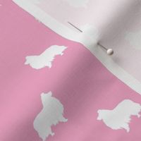 sheltie silhouette fabric - shetland sheepdog fabric, dog fabric, dog silhouette fabric  - pink