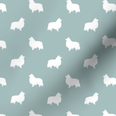 sheltie silhouette fabric - shetland sheepdog fabric, dog fabric, dog silhouette fabric  - blue