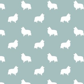 sheltie silhouette fabric - shetland sheepdog fabric, dog fabric, dog silhouette fabric  - blue