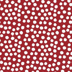 8" White Polka Dots Red Back
