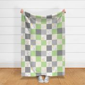 Starry Sky Baby Elephant Quilt Top – Nursery Blanket Bedding - Apple Green & Gray