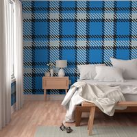 Blue Silver Check Plaid