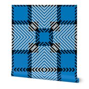 Plaid Squares in Blue Black and Silver