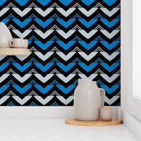 Chevron Stripes in Blue Black and Silver