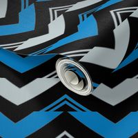 Chevron Stripes in Blue Black and Silver