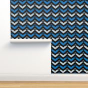 Chevron Stripes in Blue Black and Silver